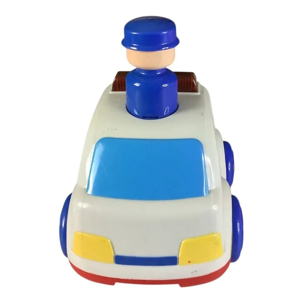 Vintage Megcos‎ Press N Go Emergency Toy Car Blue Yellow Wheels